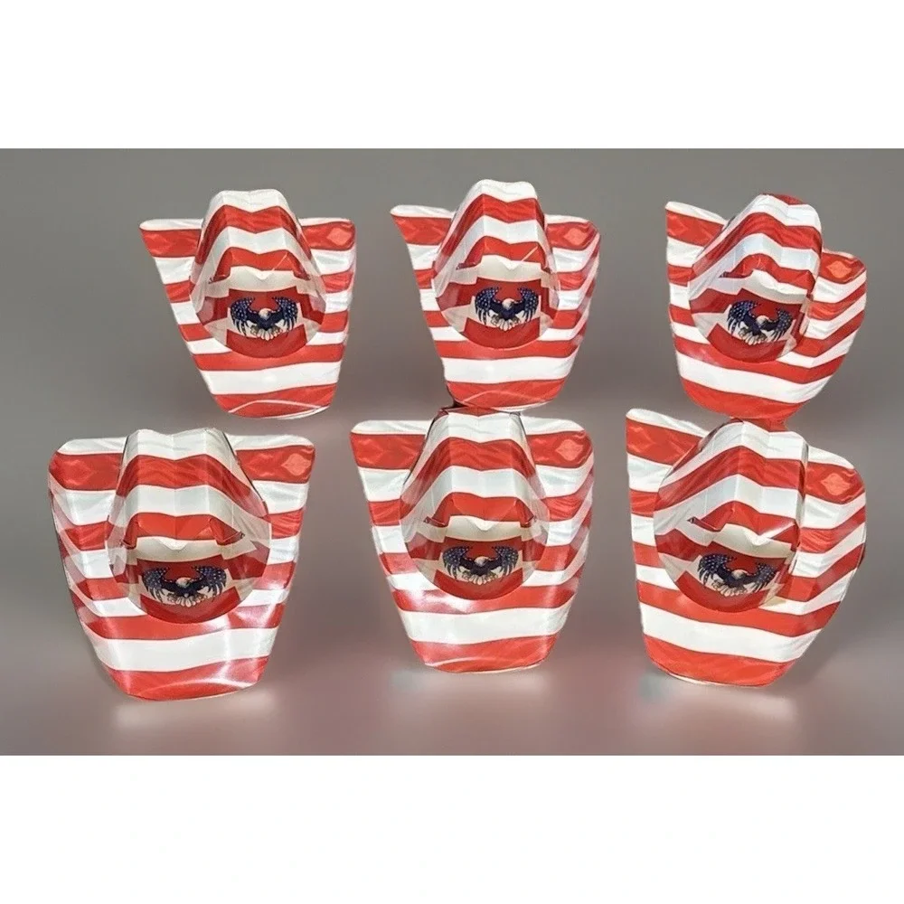 (6) Eagle Stripe Beer Box COWBOY HAT American Flag Carton Novelty Americana New